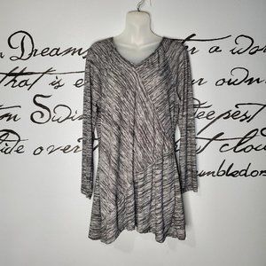 Ashley Blue Gray Asymmetrical Stitched Long Sleeve Tunic, 1XL